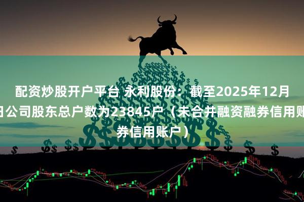 配资炒股开户平台 永利股份：截至2025年12月10日公司股东总户数为23845户（未合并融资融券信用账户）